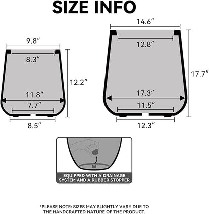 Kante 17.3-Inch Dia Modern Round Concrete Planter with Drainage Hole & Rubber Plug, Conical Frustum Style Plant Pot for Home, Garden, Patio, Charcoal