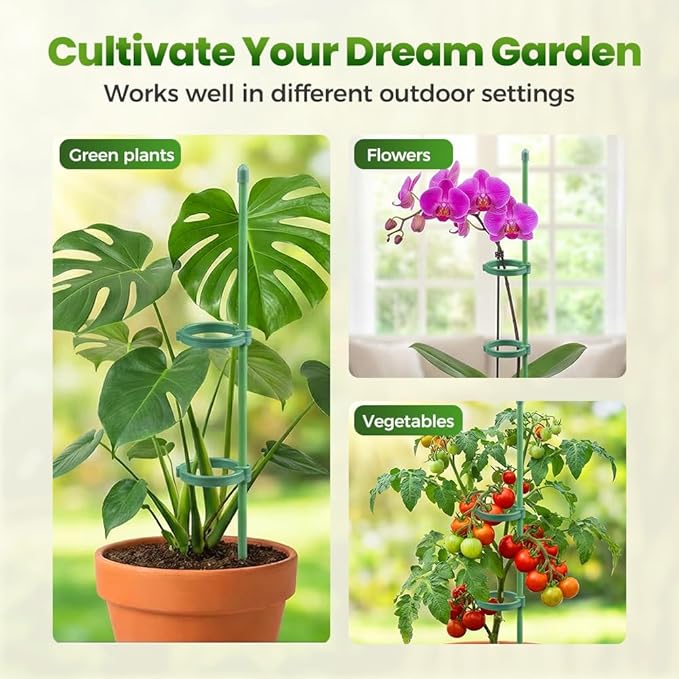 Extendable Plant Stakes, 17 Inch Plant Support Stakes with Clips, Sturdy Plant Stakes for Indoor Outdoor,Garden Sticks for Tomato,Orchid,Climbing Plants (45cm, 10Pcs)