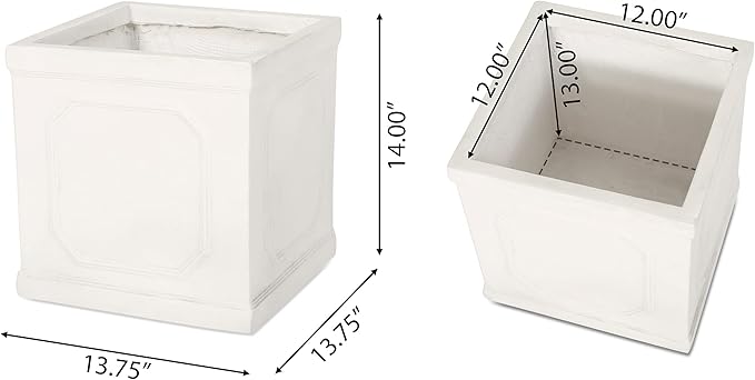 Burgos Outdoor Medium Planter - Cast Stone - Antique White