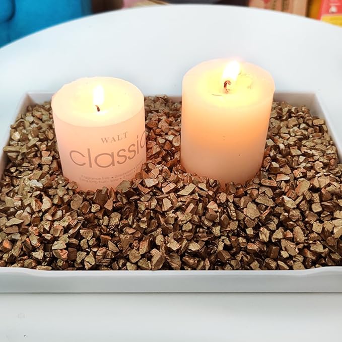 HappyFiller Gold Nuggets Crushed Glass Gravels Rocks Sand Stones 1.2 LB for Crafts,Resin Arts,Vase Fillers,Wedding Centerpieces,Home Accents,Candle Holders Decor