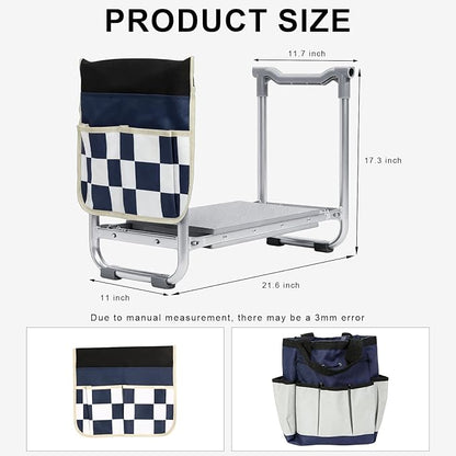 Garden Kneeler and Seat, Wider Thicker Kneeling Pad, Heavy Duty Garden Stool Includes Gardening Tools Pouch and Bag, Convertible Garden Bench Kneeling Chair/Gifts for Parents Women Seniors