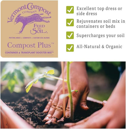 Compost-Plus Organic Container and Transplant Booster Mix | All-Natural Potting Soil for Plants & Vegetable Gardening - 20 Quarts | Gardener's Supply Co Exclusive