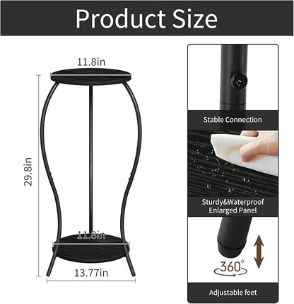 Plant Stand Indoor, 2 Tier Round Tall Plant Stand, Flower Pot Stand, Plant Shelf Rack, Corner Plant Stand for Planter Garden Balcony Patio Living Room (Black-Wood, 2 Tier)