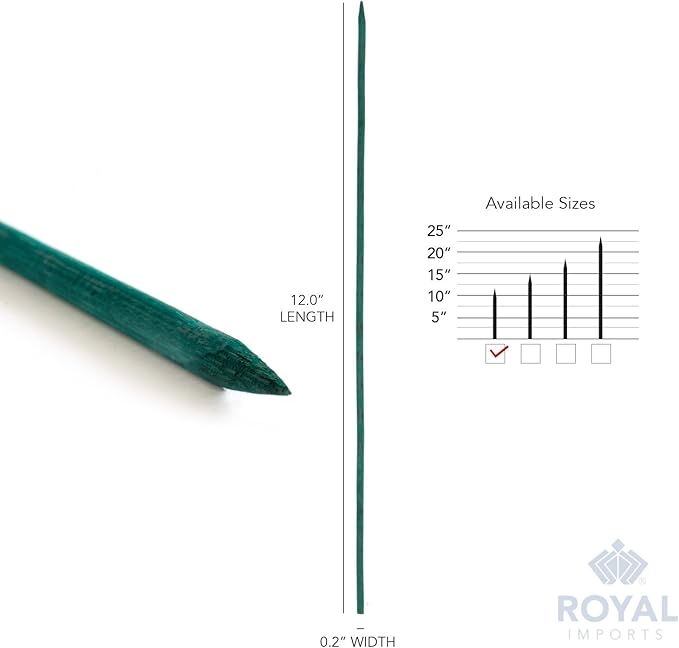 Royal Imports Green Wood Plant Stake, Bamboo Floral Gardening Sturdy Support Picks, Wooden Sign Posting Potted Garden Orchid Sticks (12 Inch - 100 Pcs)