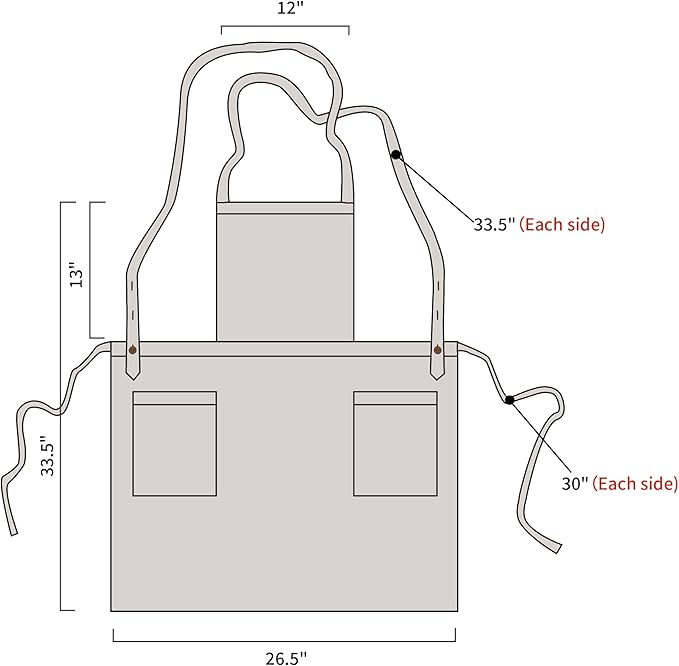 Pure Linen Cross Back Apron Dress, Adjustable Waist & 2 Pockets. Unisex Kitchen & Server Apron, 26.5"x33.5".