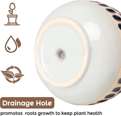 Ceramic Planter 4 Inch Plant Pots Indoor Outdoor Succulent Plant Pot Flower Pots Mid-Century Planter Ceramic Pot