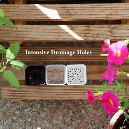 BangQiao 300 Pack 1.55 Inch Tiny White Plastic Square Nursery and Seedling Pot, Mini Transplant Seed Starter Planter with Drain Hole for Germination, Herb, Succulent