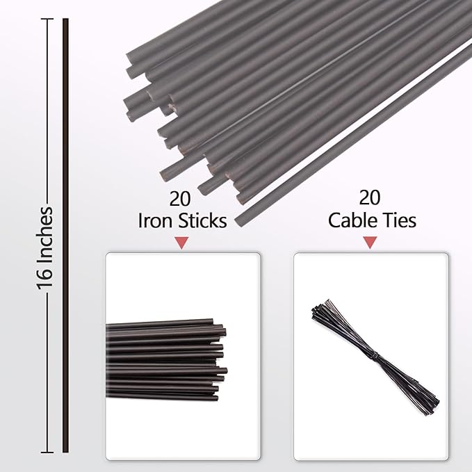 20Pcs Plant Stakes,Plant Sticks,Garden Brown Bendable Single Stem Plant Support Stakes for Indoor and Outdoor Plants,Potted Plants,Flowers Orchid Peony Rose-16 Inches