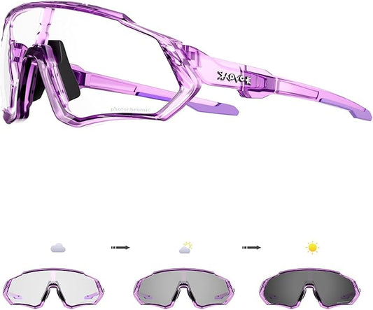KAPVOE Photochromic Cycling Glasses Men Women Mountain Bike Sunglasses Clear MTB Bicycle Riding - K9408