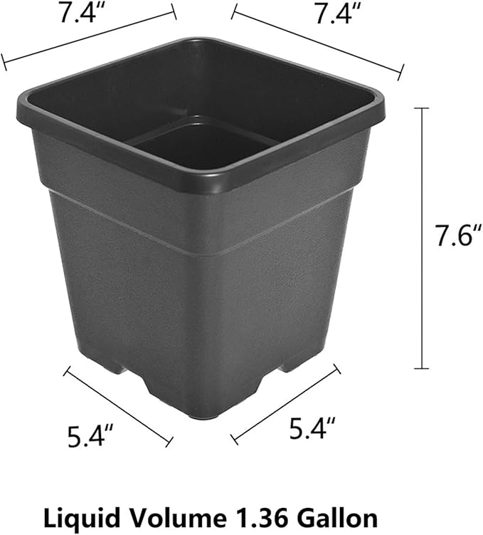Square Nursery Pots Plant Pots Grow Pots Nursery Container Fit for Planting Soil Plants 1.4 Gallon 10Pcs