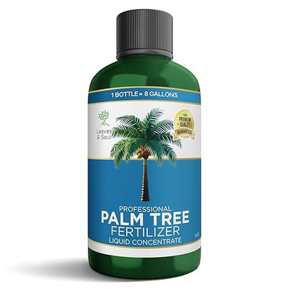 Leaves and Soul Professional Palm Tree Fertilizer Liquid Concentrate - 6-4-6 Blend for Tropical Plant Fertilizer, Garden Use - Liquid Plant Food for Palm Trees and Bushes Outdoors - 8oz