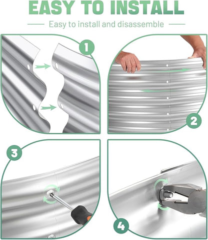 AHEONLAR 3 Pack 6×3×1ft Galvanized Raised Garden Beds, Oval Metal Garden Bed Planter Boxes Outdoor, Durable Raised Garden Beds Outdoor for Vegetables, Flowers, Silver