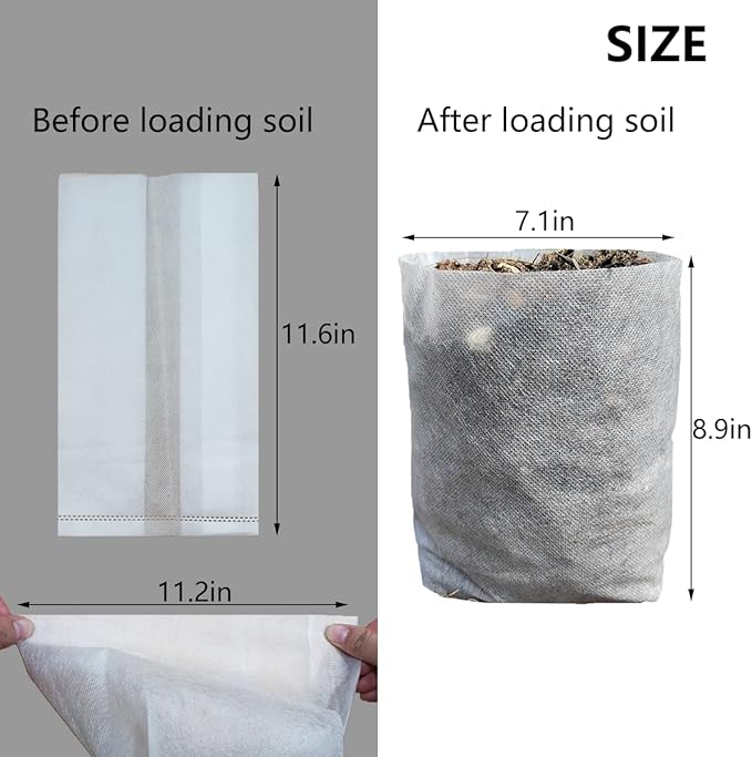 Belit 50 Pcs Non-Woven Plant Nursery Bags, Seedling Pots Container for Vegetable, Flower, Starting saplings, Plant Grow (11.6"x11.2")