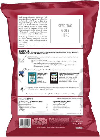 Jonathan Green (10392) Black Beauty Delmarva Grass Seed (Made for Maryland, Delaware, Virginia) - Cool Season Lawn Seed (25 lb)