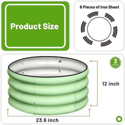 SnugNiture 2x2x1ft Round Galvanized Raised Garden Bed Kit Outdoor, Metal Planter Box for Planting Plants Vegetables, Green