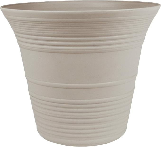 The HC Companies Sedona Round Self-Watering Pot - Lightweight Self Care Planter - Plastic Planter for Herbs & More - Durable Plant Pots for Indoor & Outdoor Plants (12" Cottage Stone, Pack of 1)