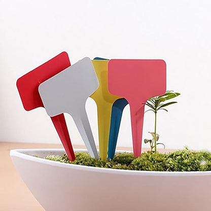 100PCS Reusable Assorted Colour Nursery Garden T-Type Plant Labels Markers Tags Plastic Waterproof Plant Stakes