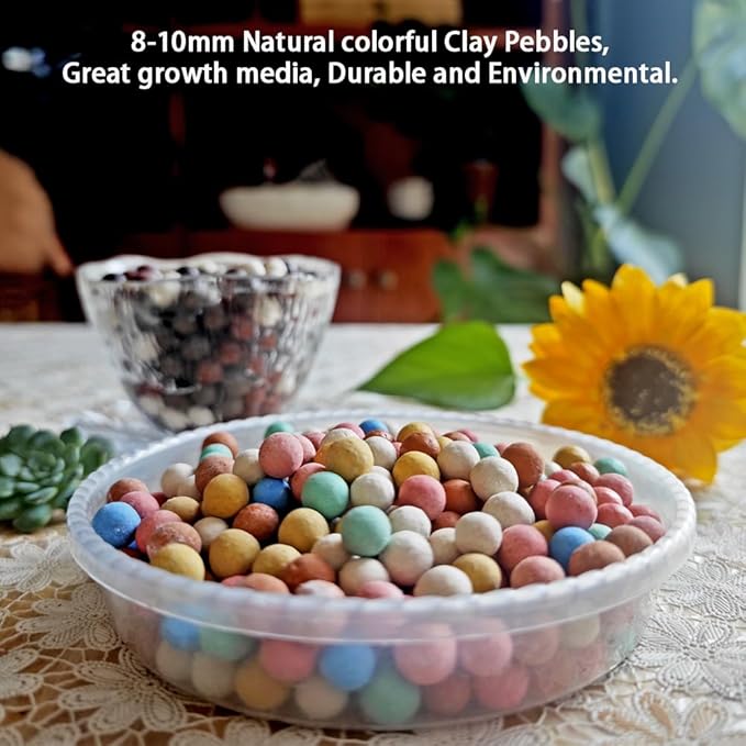 Colorful Leca Clay Pebbles 5LBS for Plants 8-10mm Natural Organic Leca Balls Indoor Potting Garden Soil for Orchid, Succulents, Hydroponics, Decoration, Drainage (Colorful-1, 5 lbs)