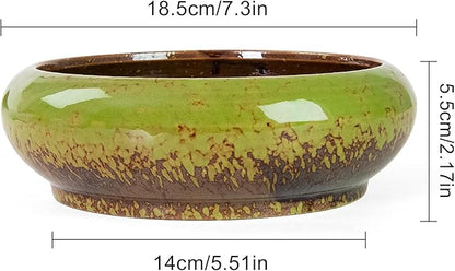 Lotus Bowl Planter - 7.3 Inch Large Lotus Flower Bowl for Water Plants, Ceramic Hydroponic Planter Water Lily Bowl for Planting Aquatic and Indoor Succulent Plants and Bonsai