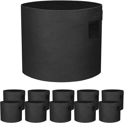 10 Pack 5 Gallon Grow Bags - Black Breathable Fabric Pots Heavy Duty Aeration Fabric Pots Thickened Nonwoven Fabric Pots Plant Grow Bags with Handle