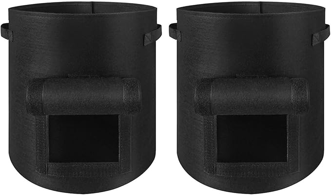 2 Pack 10 Gallon Grow Bags for Growing Potatoes,Plant Grow Bags for Vegetables,Potato Grow Bags with Flap(Black)
