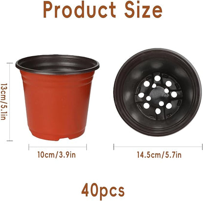 40 PCS Plant Nursery Pots 6 Inch Plant Seedling Pots with Drainage Holes Plastic Plant Flower Pot Small Plastic Seed Starting Pot Starter Containers Office Home Indoor Outdoor