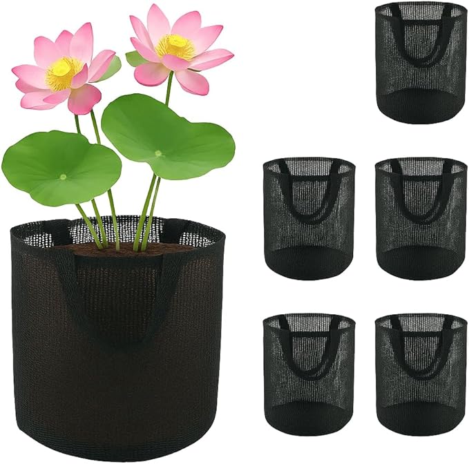 6 Pack Pond Planting Bags, 7.9" Reusable Mesh Aquatic Plant Pots with Reinforced Handles – Breathable Water Lily/Lotus Planter Baskets for Pond, Bog, Aquaponics & Hydroponics