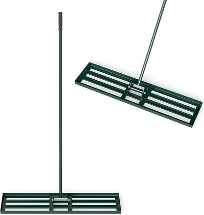 42" x 10" Lawn Leveling Rake, Heavy Duty Landscape Rake with 67" Handle, Non-Slip Grip & Flat Head, Space-Saving Lawn Level Tool for Garden, Backyard, Golf Course & Sports Field(Green)