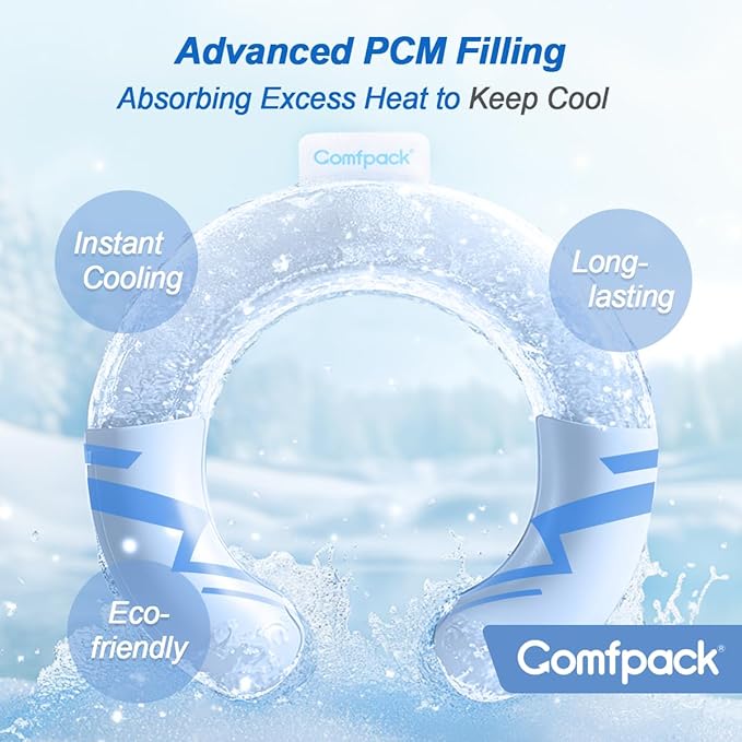 Neck Cooling Tube Reusable Ice Ring Neck Coolers for Hot Weather Wearable Ice Ring for Outdoor Sports, Workers, Relief for Hot Flashes(White)