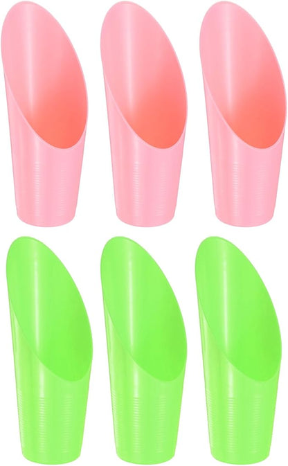 6-Pack Bonsai Soil Scoops, Plastic Garden Soil Scoops Bucket Shovel Potting Scoopers for Transplanting/Flower Planting/Plant Succulent, Colorful Small Gardening Tools [Green, Pink]
