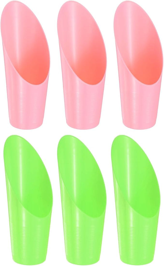 6-Pack Bonsai Soil Scoops, Plastic Garden Soil Scoops Bucket Shovel Potting Scoopers for Transplanting/Flower Planting/Plant Succulent, Colorful Small Gardening Tools [Green, Pink]
