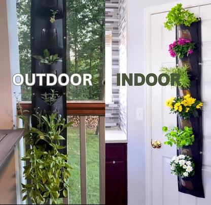 6 Pocket Vertical Grow Bag, Hanging Wall Garden Planter, Indoor Outdoor, Waterproof Reusable Breathable