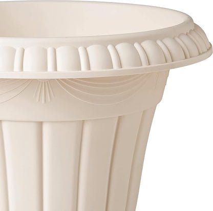 Arcadia Garden Products PL10BG Classic Traditional Plastic Urn Planter Indoor/Outdoor 15" x 13", Beige