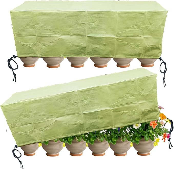 EJW Planter Cover, Plant Covers Freeze Protection,2 Pack 59.2"*17.7"x15.7" Planter Covers for Winter, Frost Cloths for Outdoor Plants, Raised Bed Covers for Winter.
