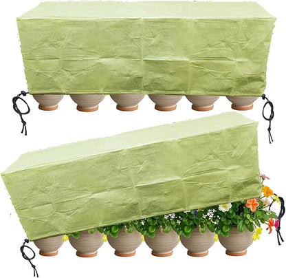 EJW Planter Cover, Plant Covers Freeze Protection,2 Pack 59.2"*17.7"x15.7" Planter Covers for Winter, Frost Cloths for Outdoor Plants, Raised Bed Covers for Winter.