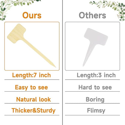 KINGLAKE 50 Pcs Bamboo Plant Labels,7 Inch Tall Plant Tags Labels,Nursery Garden Labels Markers Tags for Plants Outdoor Garden Waterproof Plant Name Tags with Marking Pen