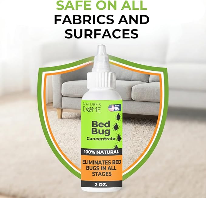 Nature's Dome Bed Bug Concentrate, Makes 16 oz Bed Bug Killer & Mite Killer Spray with 100% Kill Efficacy, Destroys Eggs & Resistant Strains, Derived from Natural Ingredients 2 oz