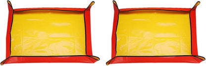 HARFINGTON 2pcs Repotting Mat 39.4" x 47.2" PE Cloth Waterproof Plant Repotting Mat Foldable Portable Gardening Potting Tray with Metal Buckle for Indoor Plant Change Soil Watering, Yellow