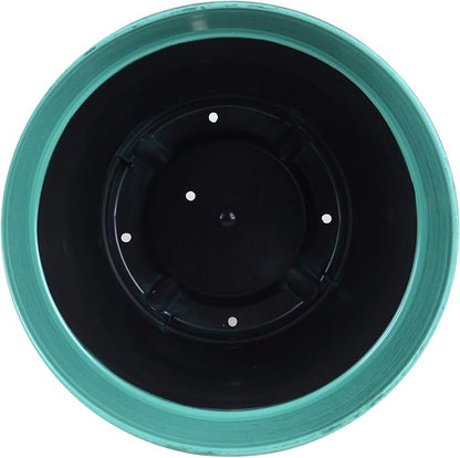 Garden Elements Indoor/Outdoor Glazed Brushed Happy Plastic Planter, Large, Dark Aqua, 15"