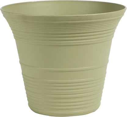 The HC Companies Sedona Round Self-Watering Pot - Lightweight Self Care Planter - Plastic Planter for Herbs & More - Durable Plant Pots for Indoor Plants & Outdoor Plants (14" Seafoam, Pack of 1)