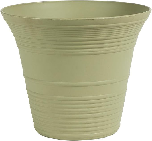 The HC Companies Sedona Round Self-Watering Pot - Lightweight Self Care Planter - Plastic Planter for Herbs & More - Durable Plant Pots for Indoor Plants & Outdoor Plants (14" Seafoam, Pack of 1)