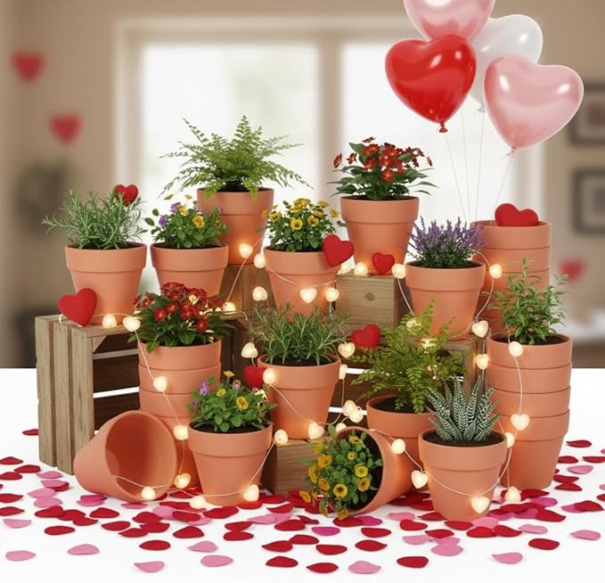 24 Pack 4 Inches Terracotta Plant Pots, Terra Cotta Planter with Drainage Holes, Perfect for Planting, Painting, Weddings and Parties