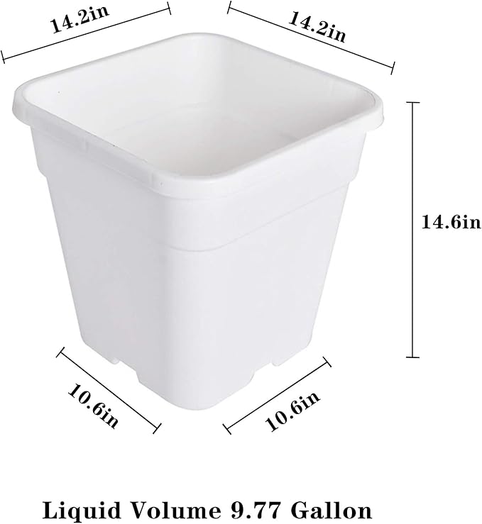 10 Gallon Square Nursery Pots Plant Pots Grow Pots Nursery Container for Planting Soil Plants 5Pcs