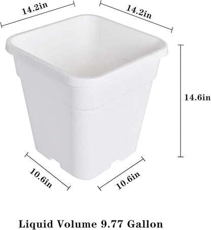 10 Gallon Square Nursery Pots Plant Pots Grow Pots Nursery Container for Planting Soil Plants 5Pcs
