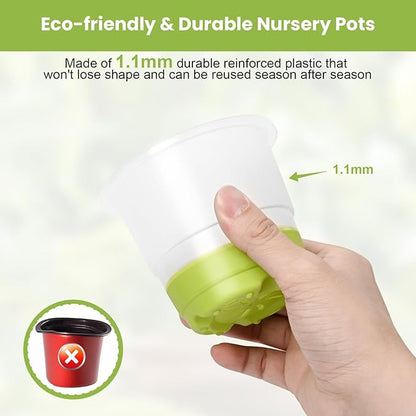 Sckee Clear Nursery Pots for Plants with Lid,30 Packs 4 inch Plastic Seed Starting Pots with Drainage Holes Plant Nursery Pots Silicone Base