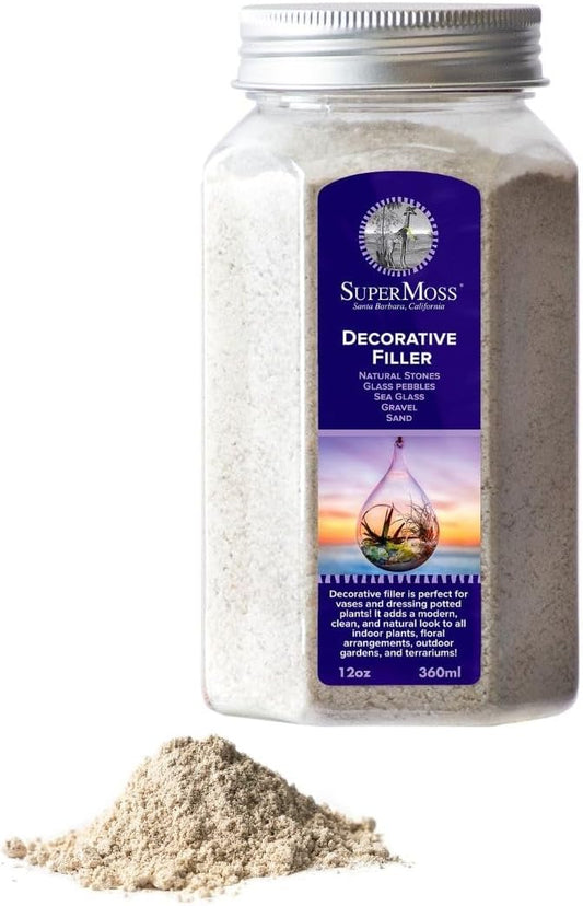 SuperMoss (24310) Decorative Sand – Fine White Sand for Vase Filler, Terrariums, Zen Gardens, Aquarium Sand, Crafts & Top Dressing for Plants, 12oz Jar