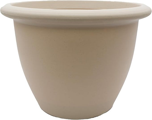 The HC Companies Sevilla Flower Planters - Durable Outdoor & Indoor Planter - Round Lightweight Self Watering Plant Pots for Herbs & More (12" Cottage Stone, Pack of 1)