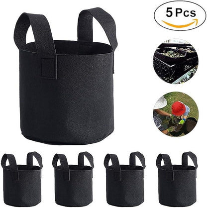 Black Felt Plants Growing Bag, Plant Grow Bags Garden Bag to Grow Vegetables, Vegetable Potato Planter Containers Flower Aeration Planting Pot Container for Planting Potatoes (2 Gallon (18 x 20cm))
