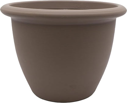 The HC Companies Sevilla Flower Planters - Durable Outdoor & Indoor Planter - Round Lightweight Self Watering Plant Pots for Herbs & More (12" Cappuccino, Pack of 1)