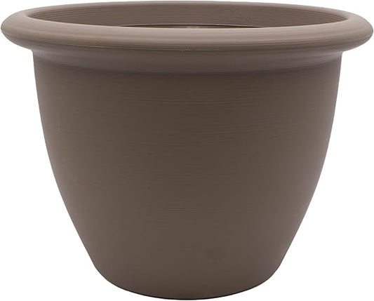 The HC Companies Sevilla Flower Planters - Durable Outdoor & Indoor Planter - Round Lightweight Self Watering Plant Pots for Herbs & More (12" Cappuccino, Pack of 1)